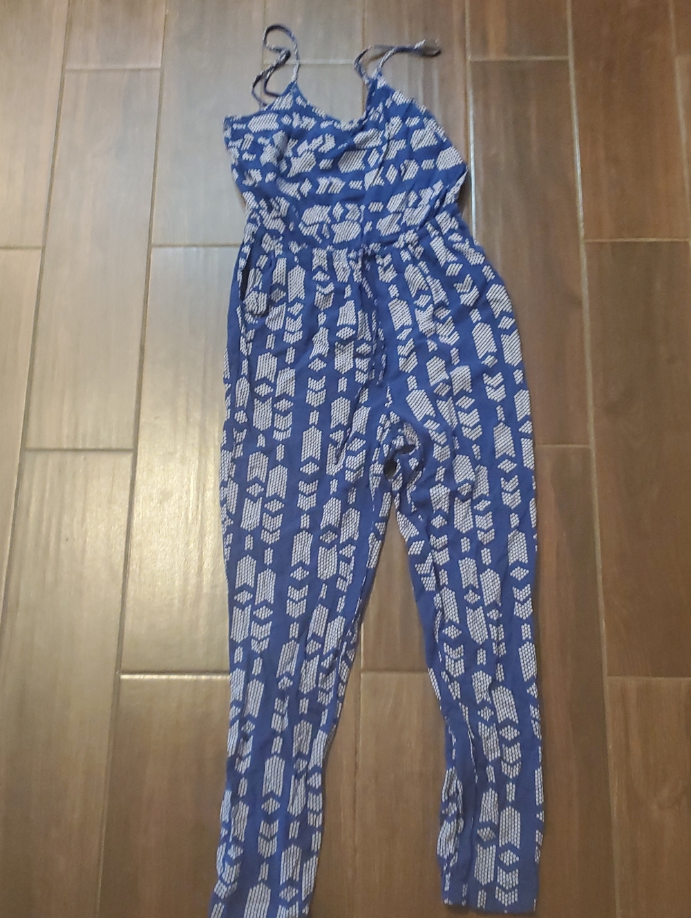 Blue Patterned Women's Jumpsuit Size Small By Forever21 Super Lightweight